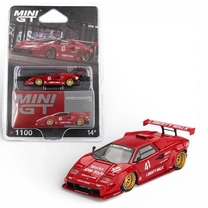 Mini GT 1:64 Duo Set Lamborghini Countach LB-WORKS Red+Jaguar C-X75 Silver (LHD) Premium Diecast Model Cars