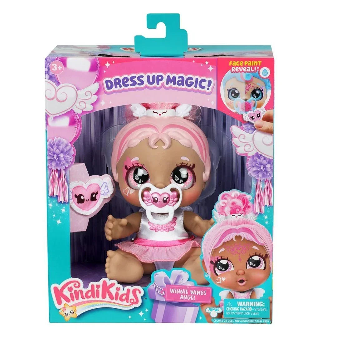 Kindi Kids, Dress Up Magic Winnie Wings, Angel Baby Sister Doll set - Age 3+ - Jaiman Toys