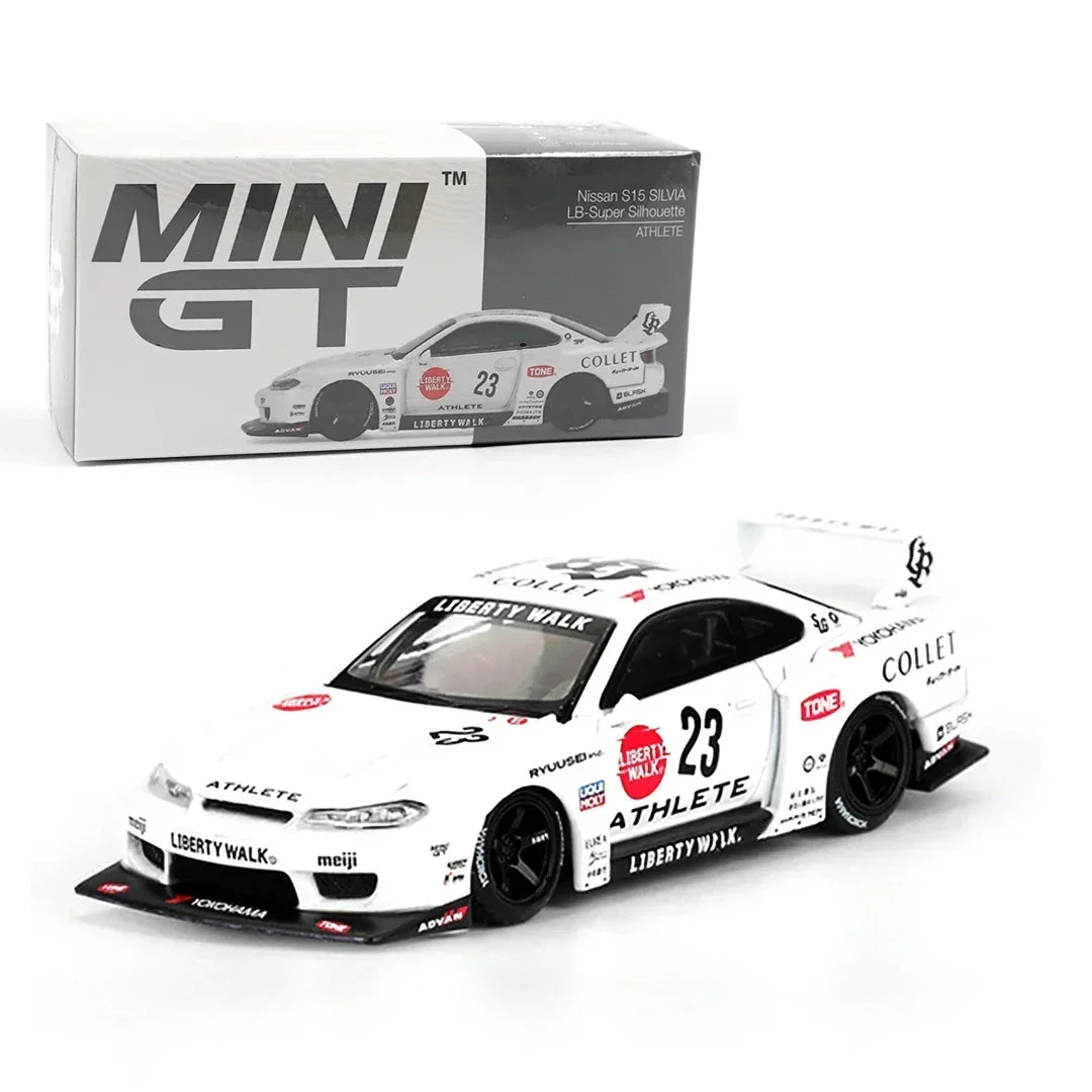 Mini GT 1:64 Nissan LB-Super Silhouette S15 Silvia Athlete RHD – Liberty Walk Diecast Model Car