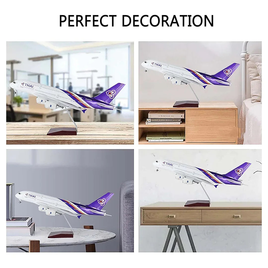 Thai Airlines Airbus A380- 800 LED Lit - Airplane 1/160 Plane Model Replica Toy Decor - 46 cm - Jaiman Toys