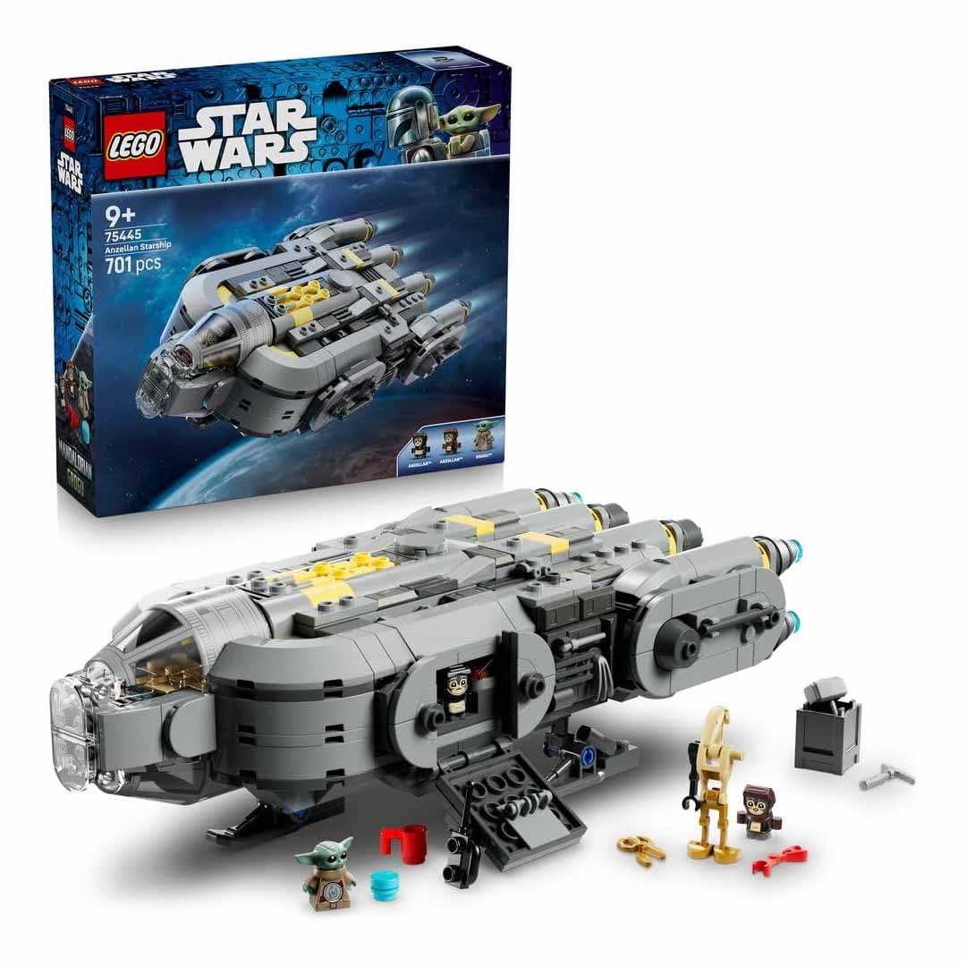 LEGO 75445 Star Wars Anzellan Starship Toy - The Mandalorian and Grogu Model Kit w/ 3 Figures & a Droid Workshop - Birthday Gift for 9+ Year Old Boys, Girls & Fans