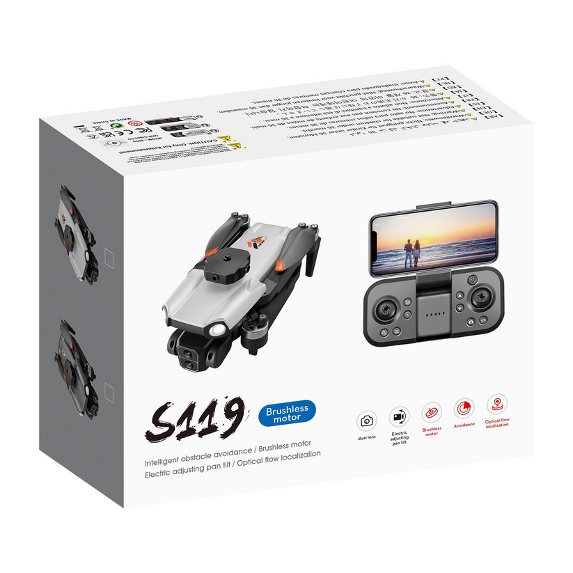 S119 Foldable RC Drone with Dual Lens Camera, Brushless Motor, Obstacle Avoidance, Optical Flow Positioning & Electric Adjustable Camera | Remote Control Quadcopter