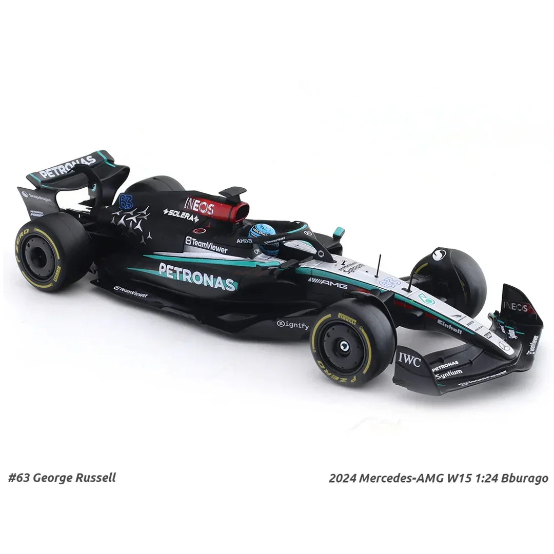 Bburago 1:24 Mercedes-AMG W15 #63 George Russell 2024 F1 Diecast Model Car – Official Licensed Formula 1 Replica