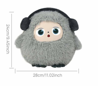 AI Interactive Plush Toy with LED Eyes | Smart AI Talking Plush Companion | App-Controlled Intelligent Plush Robot | Soft Rechargeable Interactive Toy | Grey | 9 Inch