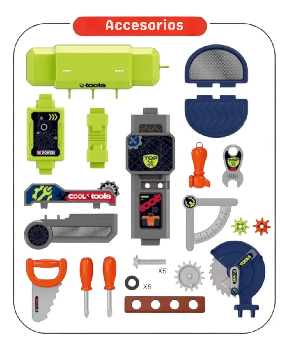 Portable Tool Set Playset – Kids Workshop Tool Kit with Carry Case & Accessories (3+ Years)