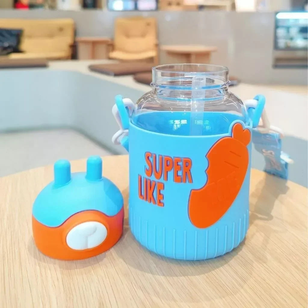 Super Like Me Insulation Bottle With Straw 530 ML (Blue) - Jaiman Toys