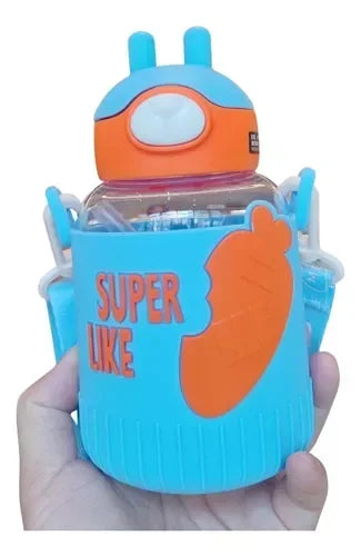 Super Like Me Insulation Bottle With Straw 530 ML (Blue) - Jaiman Toys