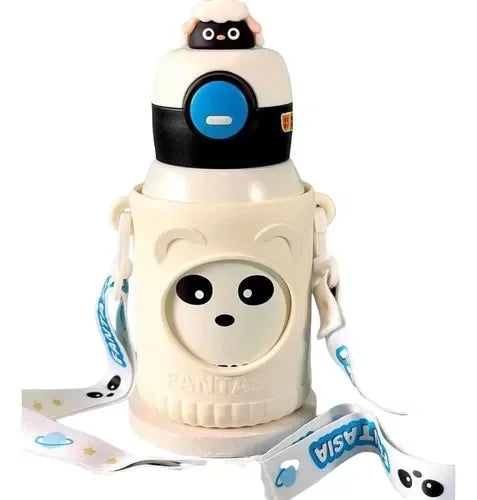 Cute Premium Kids Insulated Water Bottle Stainless with Silicon Cover 500 ML (White) - Jaiman Toys