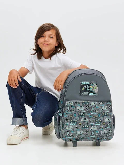 Smiggle School Bag : Game On Colorful & Stylish 18 Inch Trolley Backpack for Kids - Jaiman Toys