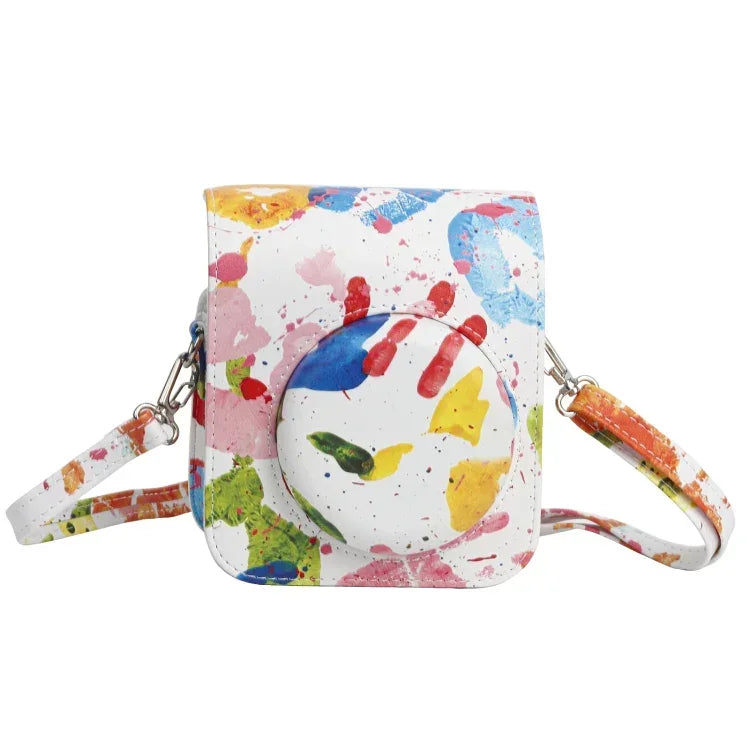 Palm Print Camera Case for Fujifilm Instax Mini 12 – PU Leather Bag with Shoulder Strap - Jaiman Toys