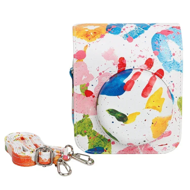 Palm Print Camera Case for Fujifilm Instax Mini 12 – PU Leather Bag with Shoulder Strap - Jaiman Toys