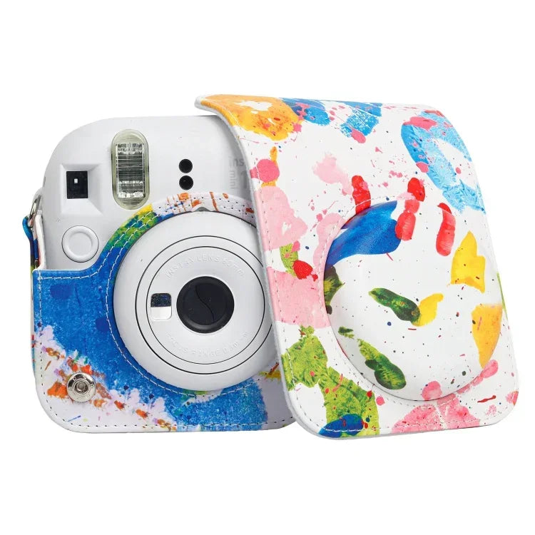Palm Print Camera Case for Fujifilm Instax Mini 12 – PU Leather Bag with Shoulder Strap - Jaiman Toys