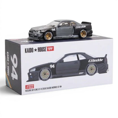 MINI GT Collector Set | Toyota Supra VeilSide Combat V-II Black + KAIDO HOUSE x MINI GT Nissan Skyline GT-R (R34) Kaido Works GReddy V2 Chase Edition | Premium 1:64 Diecast Model Cars