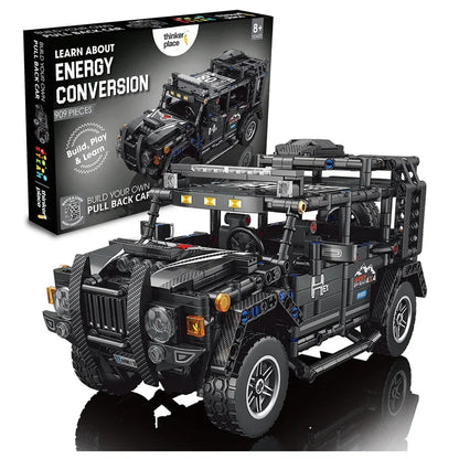 ThinkerPlace 1:14 DIY Blocks Pull-Back Jeep | Buildable STEM Construction Off-Road Toy Car for Kids 8+
