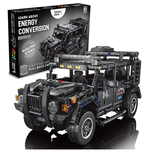 ThinkerPlace 1:14 DIY Blocks Pull-Back Jeep | Buildable STEM Construction Off-Road Toy Car for Kids 8+