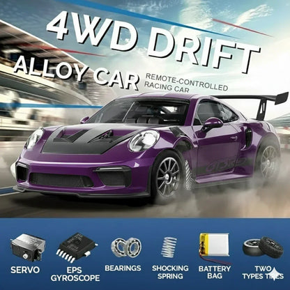 Hstar 1:43 RC Drift Car 2.4GHz 4WD Alloy 20 km/h High-Speed RC Racing Car with Gyro