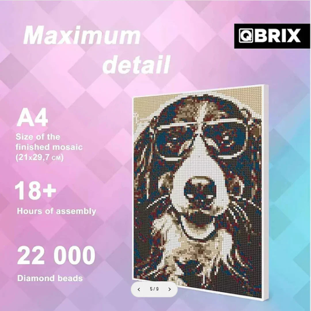 QBRIX A4 Vintage Personalised Diamond Painting Mosaic Art , 22000 Crystals| DIY Custom Craft Kit