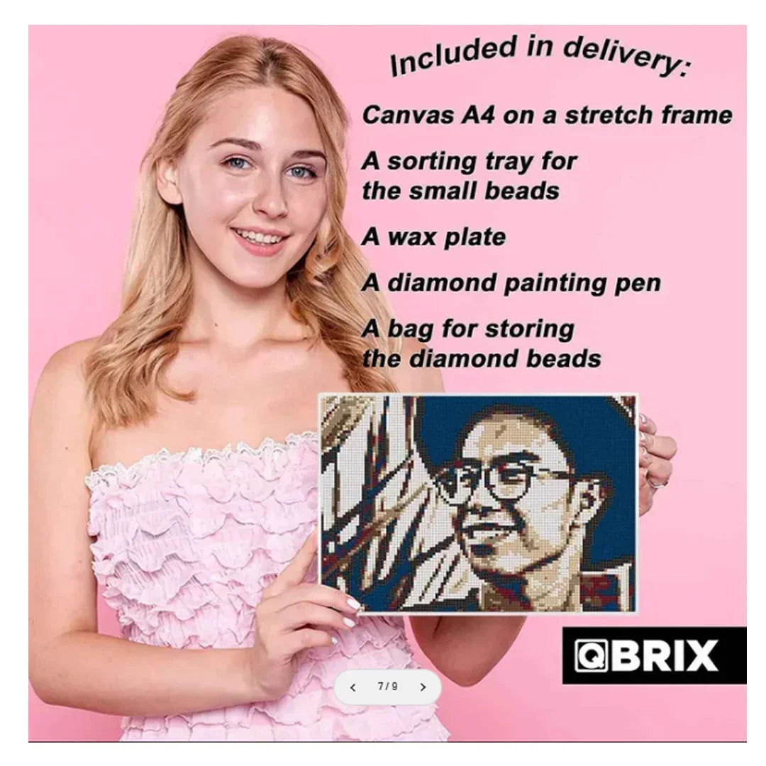 QBRIX A4 Vintage Personalised Diamond Painting Mosaic Art , 22000 Crystals| DIY Custom Craft Kit
