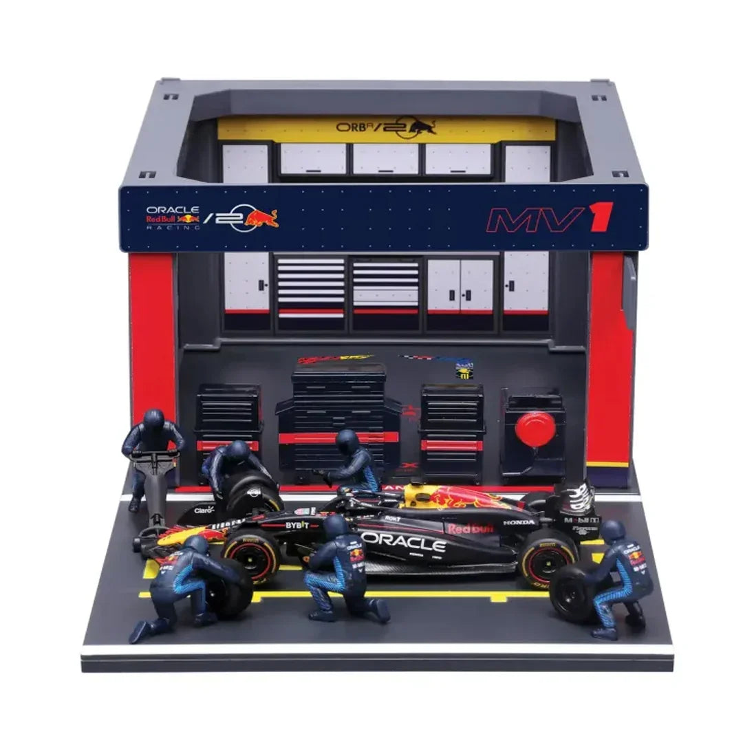 Bburago Oracle Red Bull Racing F1 Pit Pass Playset 1:43 Scale – RB20 Car with 6 Figures