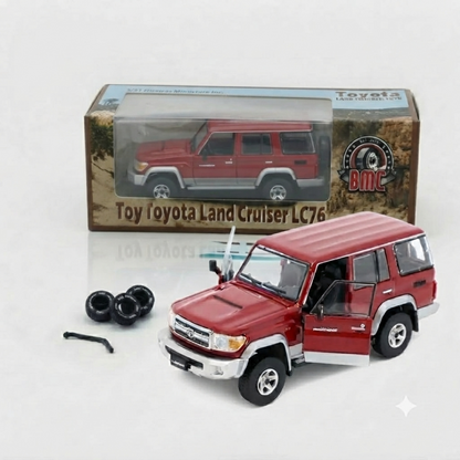 BM Creations 1:64 Toyota Land Cruiser LC76 Diecast Model Car | Premium Collectible with Opening Parts & Accessories | Three Color Variants