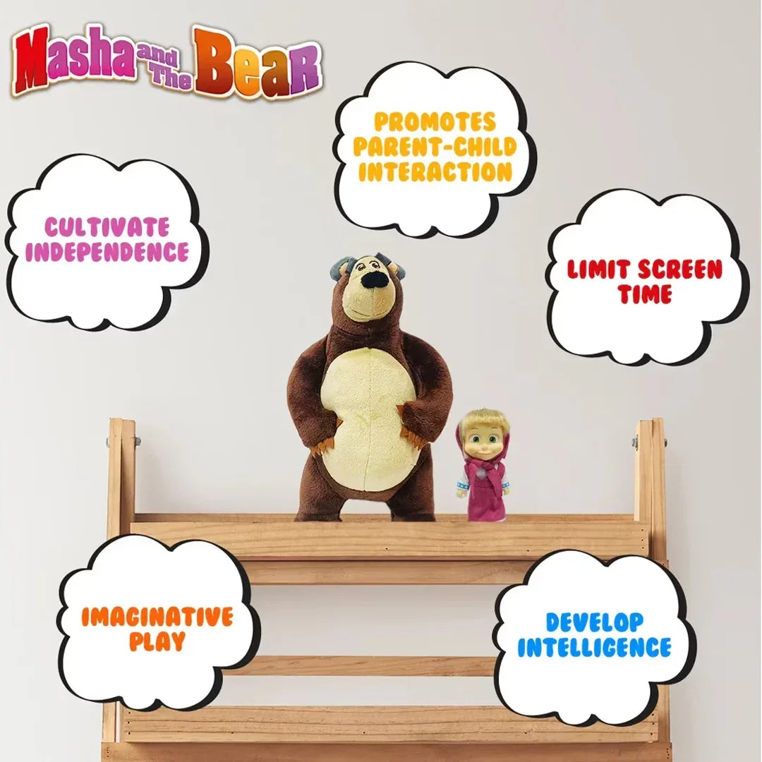 Masha And The Bear Simba Set Plush Bear, Doll, Small Multicolour, 3Y+ - Jaiman Toys