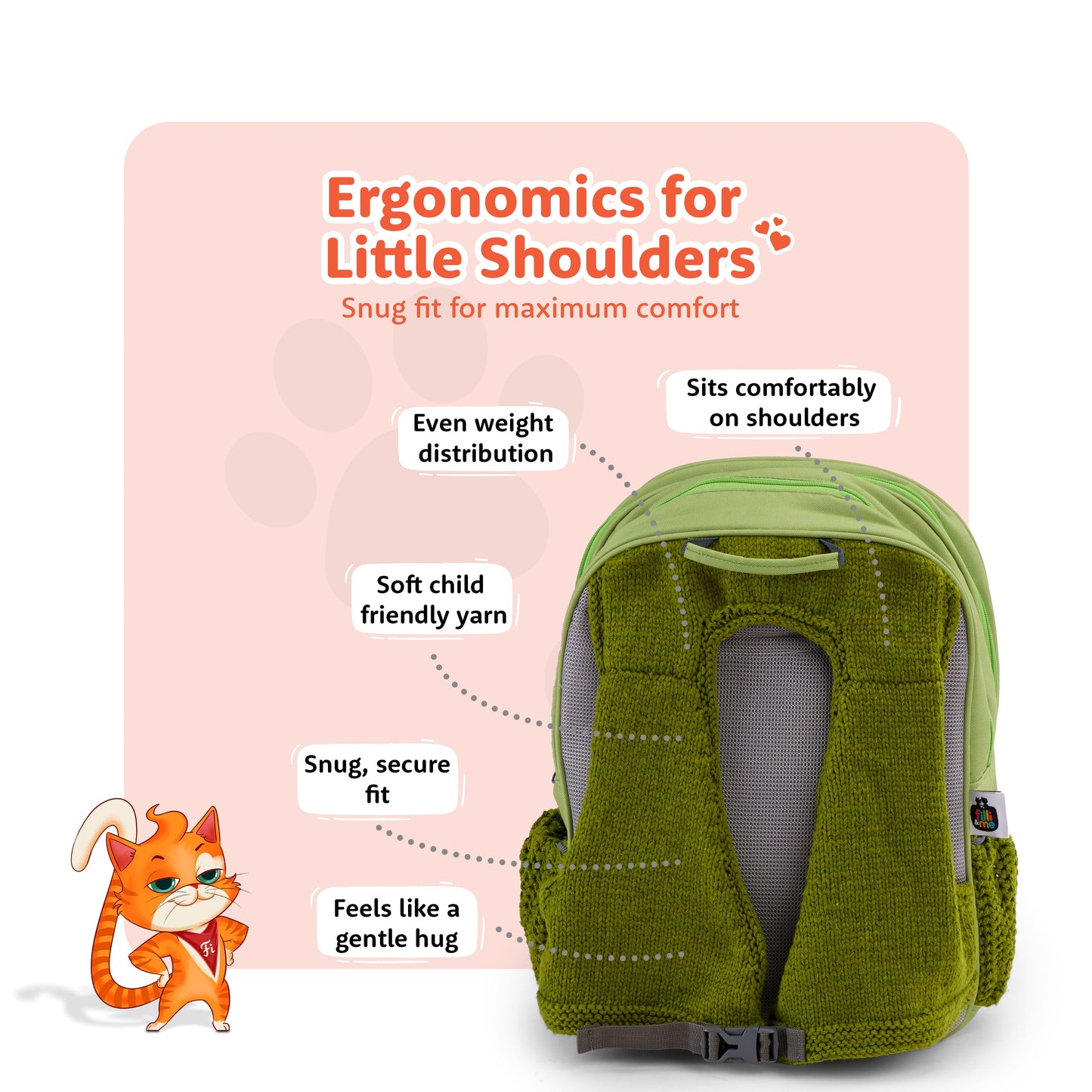 Filli & Me Filli Meets Dinosaurs HugBag | 17L Kids School Backpack for Ages 6–7 Years | Lightweight School & Travel Bag