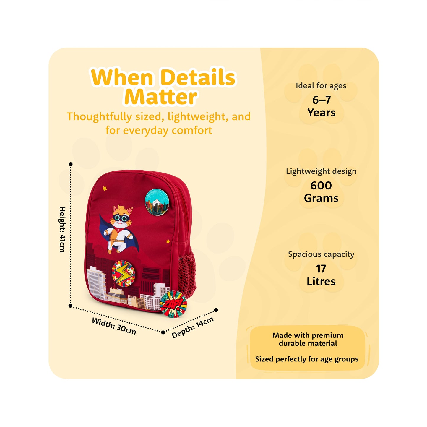 Filli & Me Filli Saves the World HugBag | 17L Kids School Backpack for Ages 6–7 Years | Lightweight School & Travel Bag