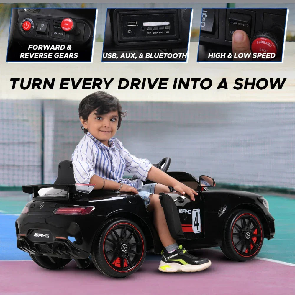 EMotorad Formula Fun Mercedes-AMG GT4 Ride-On Toy Car for Kids | Battery Operated Luxury Car
