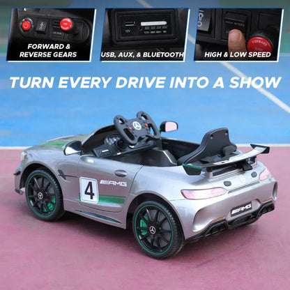 EMotorad Formula Fun Mercedes-AMG GT4 Ride-On Toy Car for Kids | Battery Operated Luxury Car