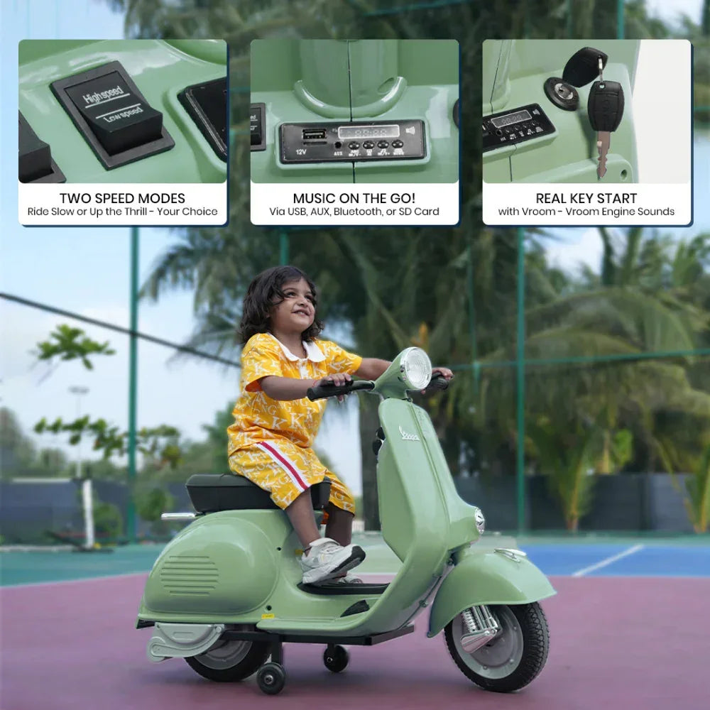 EMotorad Formula Fun Vespa Ride-On Toy Scooter for Kids | Battery Operated Electric Scooter