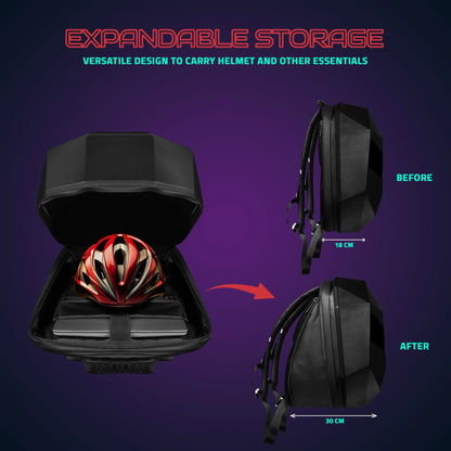 Hookaba Eye Rover Junior LED Biker Backpack – Hard Shell, Waterproof, 13” Laptop – Black - Jaiman Toys