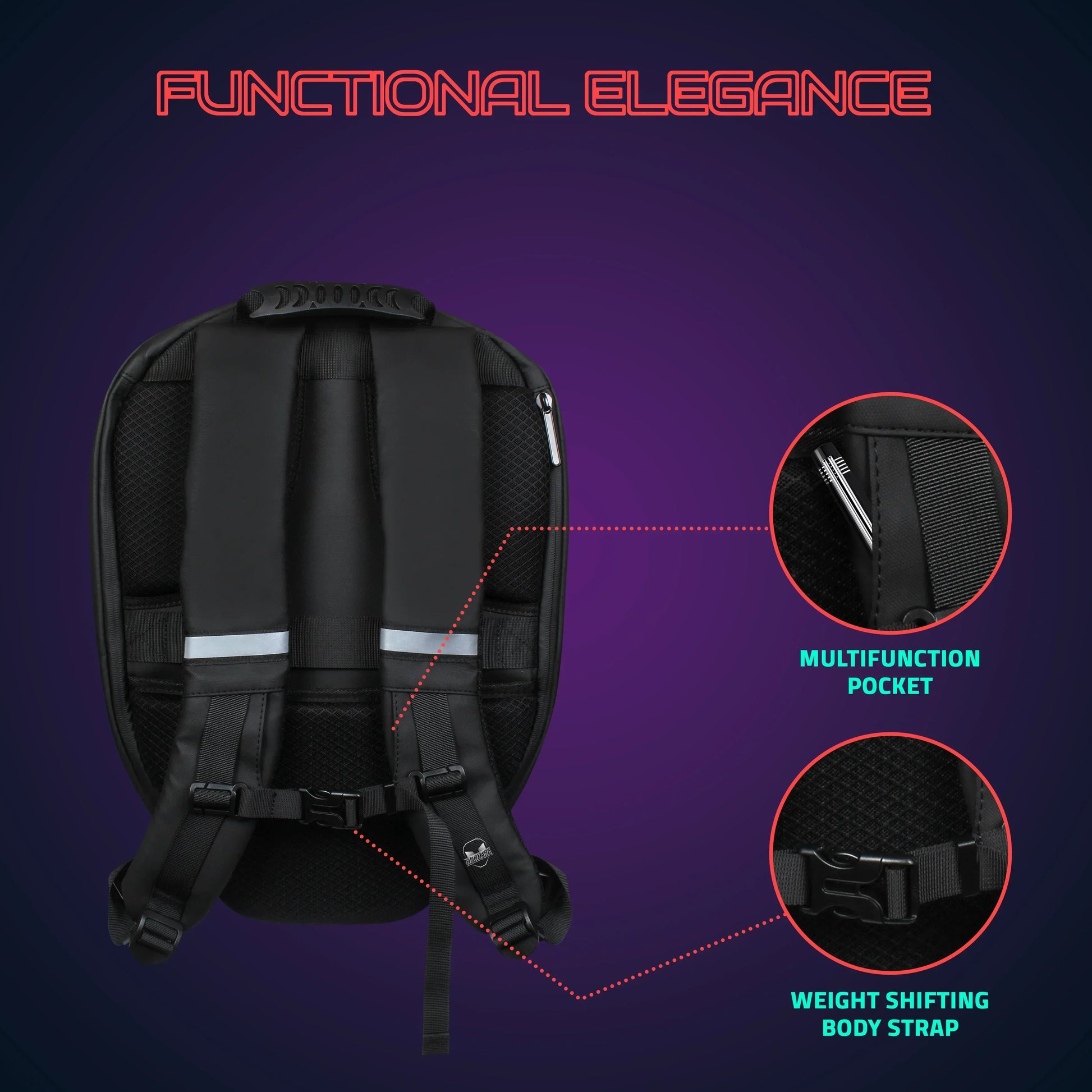 Hookaba Eye Rover Junior LED Biker Backpack – Hard Shell, Waterproof, 13” Laptop – Black - Jaiman Toys