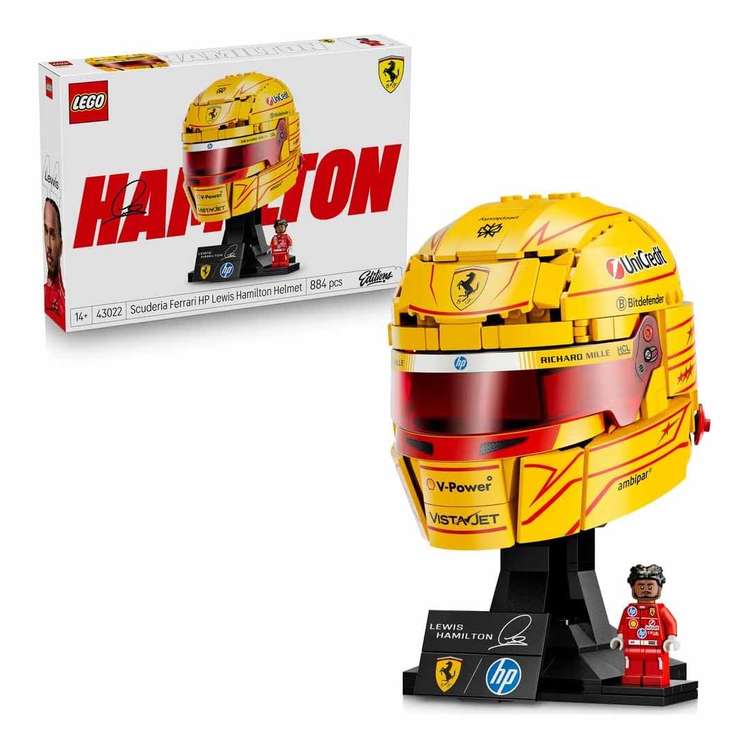 LEGO 43022 Editions Scuderia Ferrari HP Lewis Hamilton Helmet - F1 Merchandise - Display Model Kit w/Collectible Minifigure - Gift for 14+ Year Old Boys & Adult Motorsport Fans