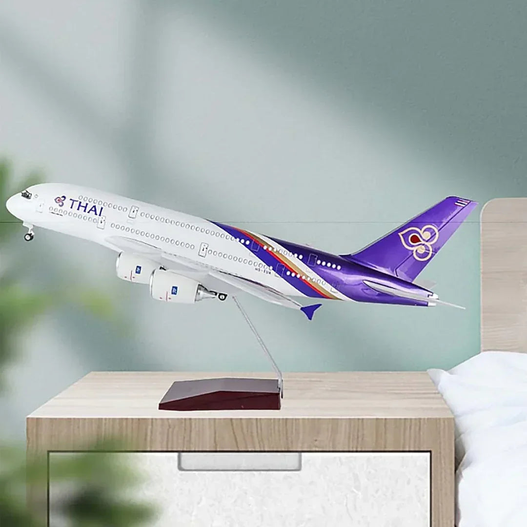 Thai Airlines Airbus A380- 800 LED Lit - Airplane 1/160 Plane Model Replica Toy Decor - 46 cm - Jaiman Toys