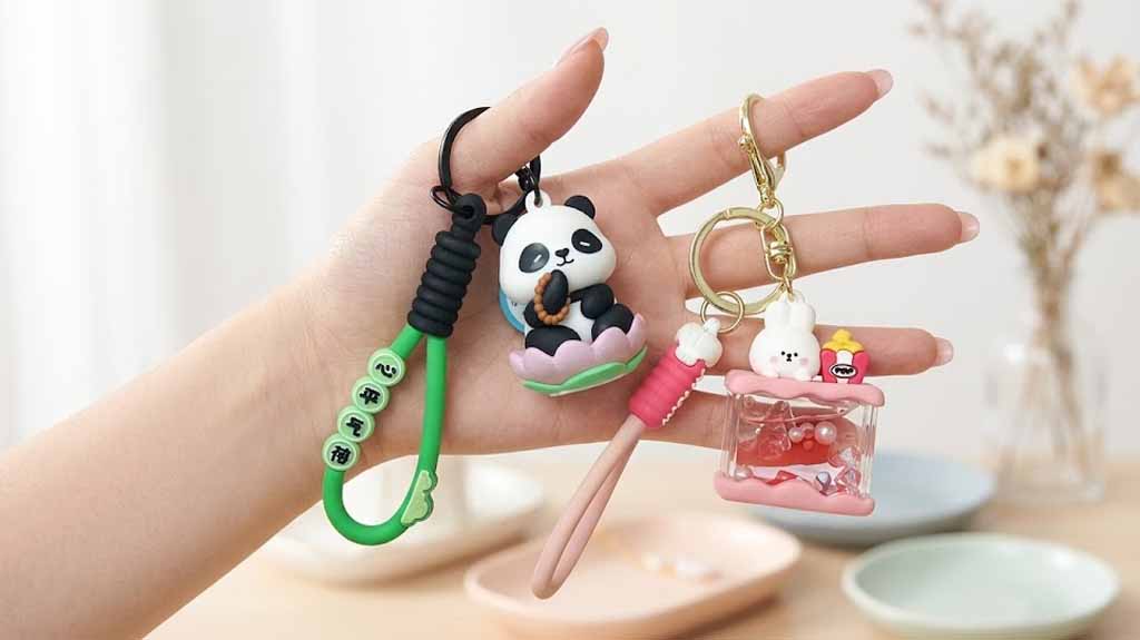 Cute Cartoon Keychain for Kids & Girls | Random Design Key Ring with Strap | Assorted Kawaii Bag Charm & Backpack Accessory (1 Random Design)