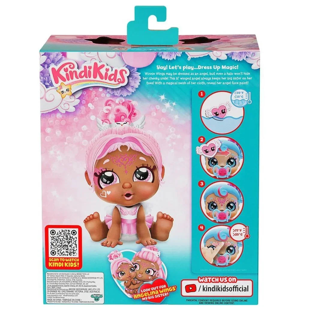 Kindi Kids, Dress Up Magic Winnie Wings, Angel Baby Sister Doll set - Age 3+ - Jaiman Toys