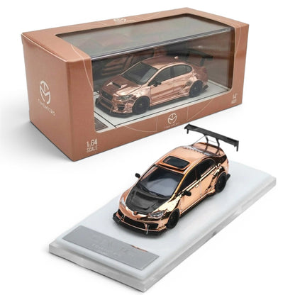 Time Micro Honda Civic Explosive Modification Rose Gold 1:64 Scale Diecast Model Car | Premium Metal Collector Car | Display Base & Acrylic Case Included | Limited Edition | 14+