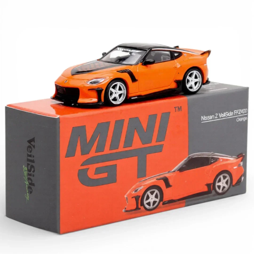 Mini GT 1:64 Nissan Z VeilSide FFZ400 Orange Diecast Model Car – Widebody Performance Collectible (RHD)