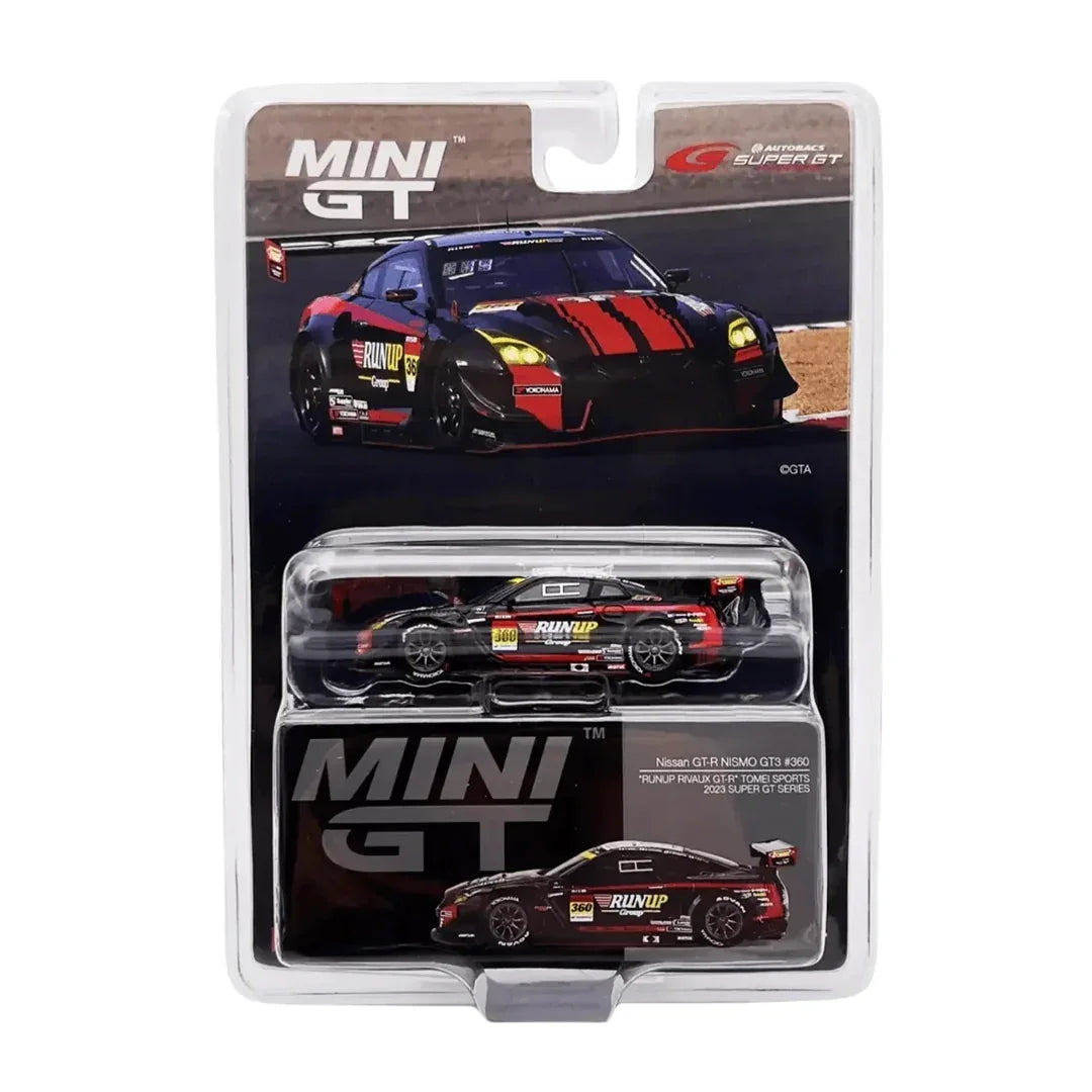 MINI GT 1:64 NISSAN GT-R R35 NISMO GT3 2023 SUPER GT SERIES #360 RUNUP RIVAUX GT-R (MGT00754) - Jaiman Toys