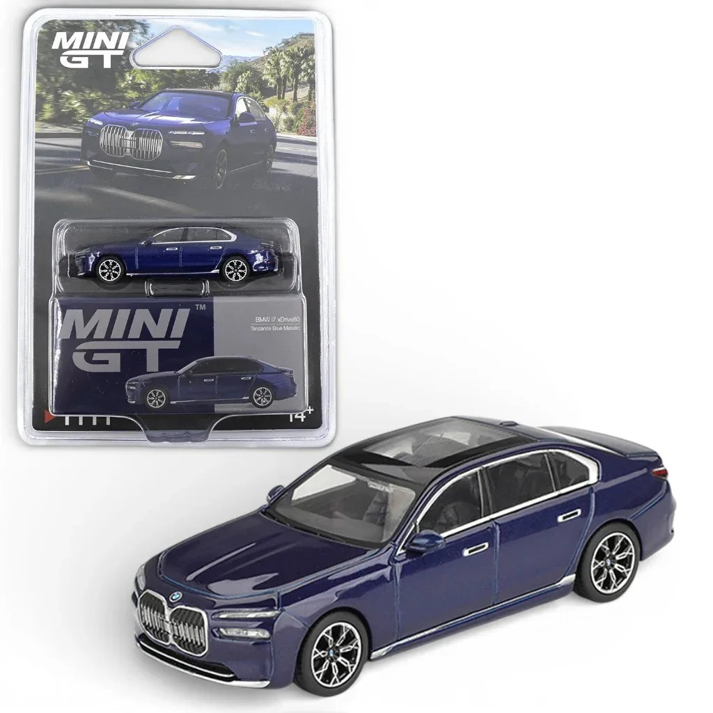 Mini GT  1:64 Scale BMW i7 xDrive60 Tanzanite Blue  Die-Cast Model Cars