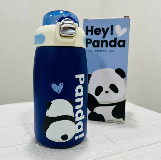 Hey Panda Water Bottle With Straw 650 ML (Blue) - Jaiman Toys