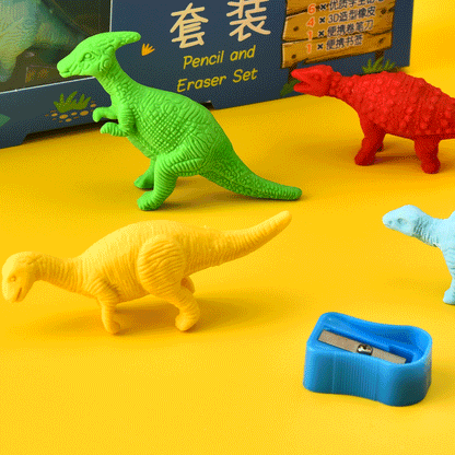 Little Tree Dinosaur Club Theme Pencil And Eraser 13 Pcs Combo Set - Jaiman Toys