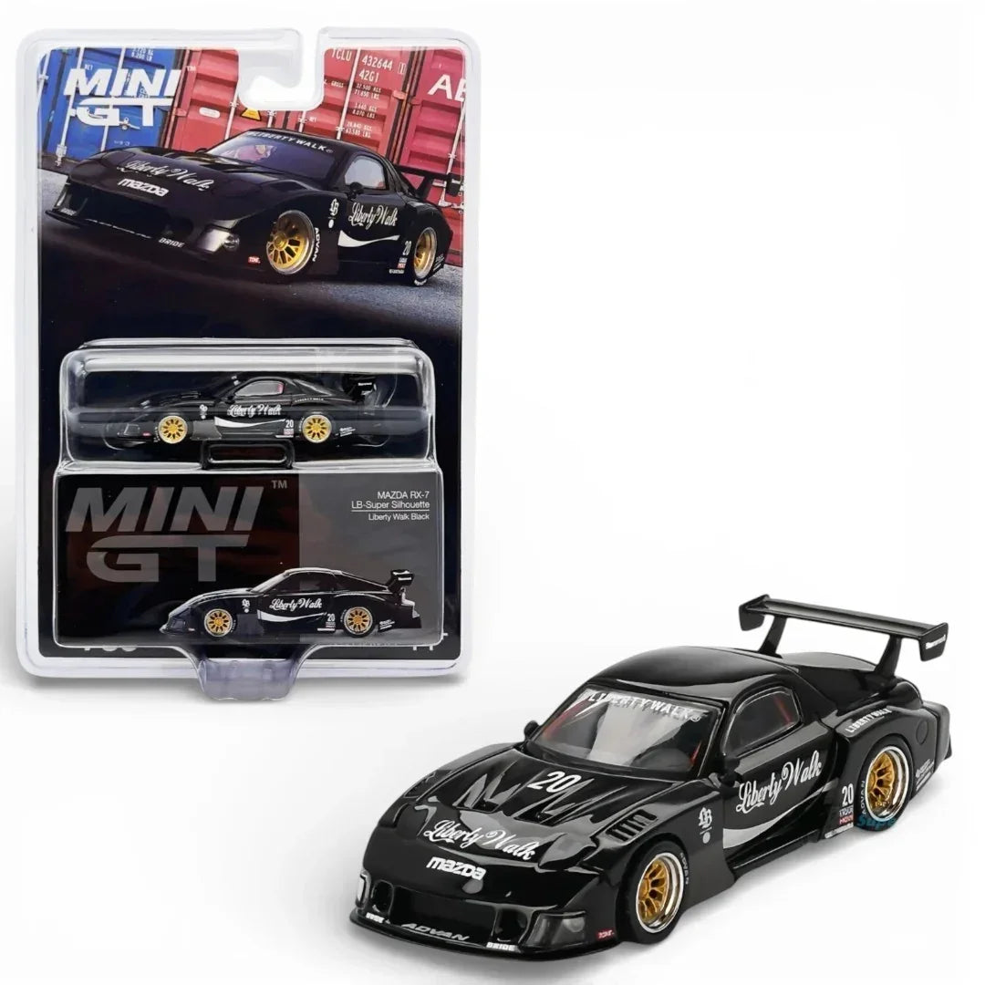 Mini GT 1:64 Duo Set Mazda RX-7 LB Super Silhouette Black + RX-7 Re-Amemiya 20B 3-Rotor Blue – Liberty Walk Widebody Premium Diecast Cars
