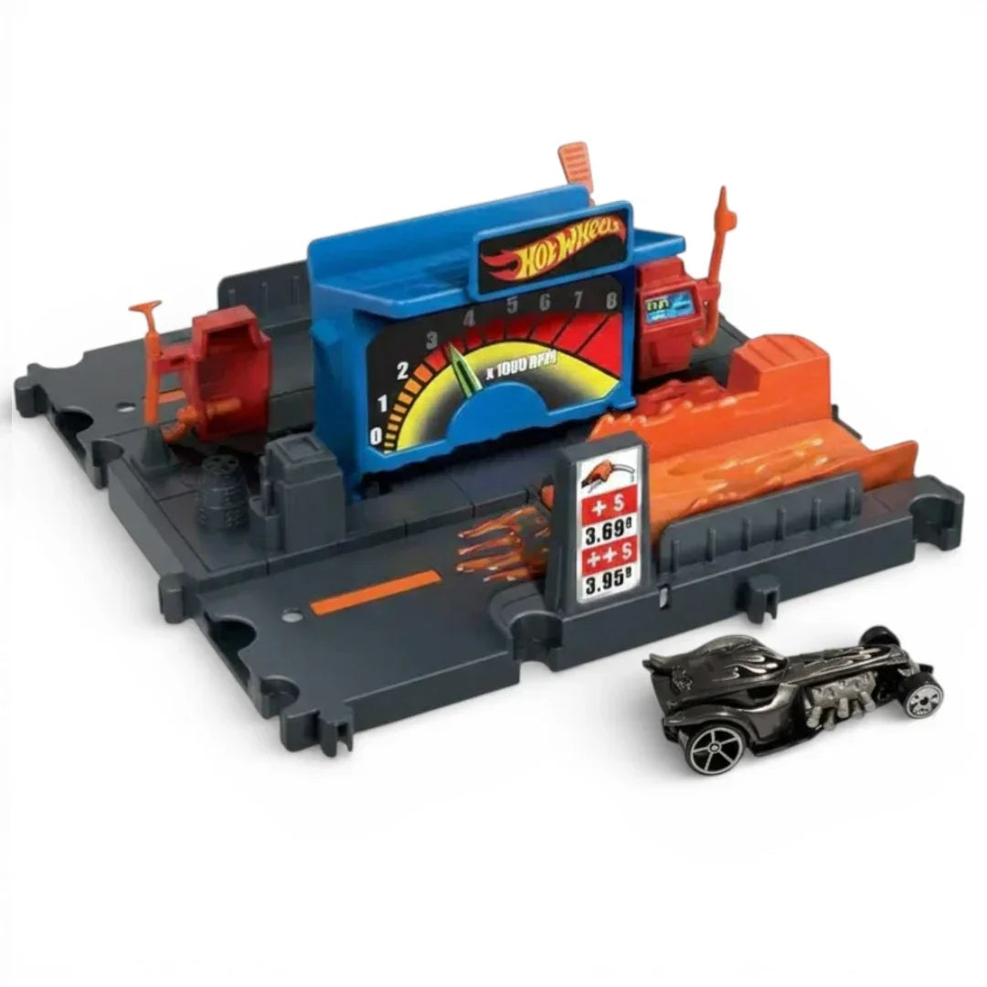 Hot Wheels Fuel Station Shift Playset with 1 Diecast Car – Interactive RPM Gauge Track Set (4+ Years)