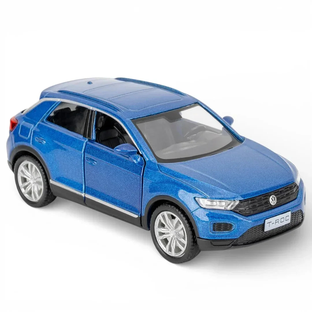 RMZ City Volkswagen T-Roc SUV 1:36 Die-Cast Car | Pull Back & Go | Openable Doors | Blue / Gold
