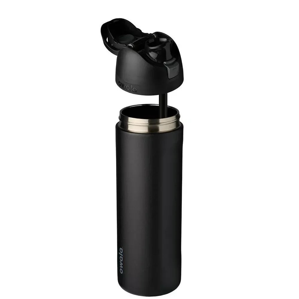 Owala FreeSip Insulated Stainless Steel Water Bottle with Straw for Sports, Travel, and School 24 OZ | 710 ML (Black) - Jaiman Toys