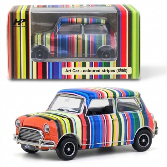 TINY 1:50 Mini Cooper Art Car Coloured Stripes Diecast Model Car | HYP00004 Collectible Miniature