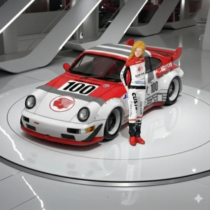 BSC 1:64 Porsche RWB 964 Racing #100  SCALE DIECAST CAR  MODEL BY BSC MODEL– ( WITH FIGURE )