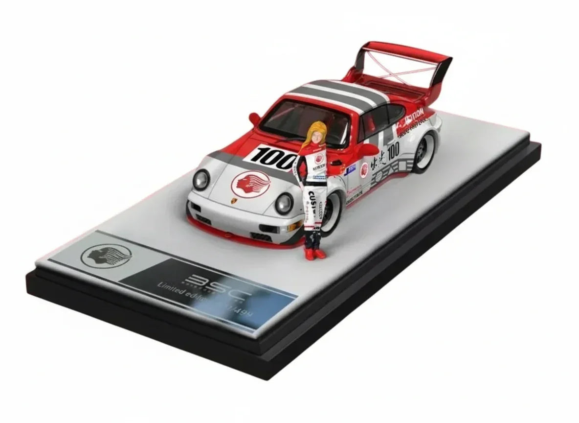 BSC 1:64 Porsche RWB 964 Racing #100  SCALE DIECAST CAR  MODEL BY BSC MODEL– ( WITH FIGURE )