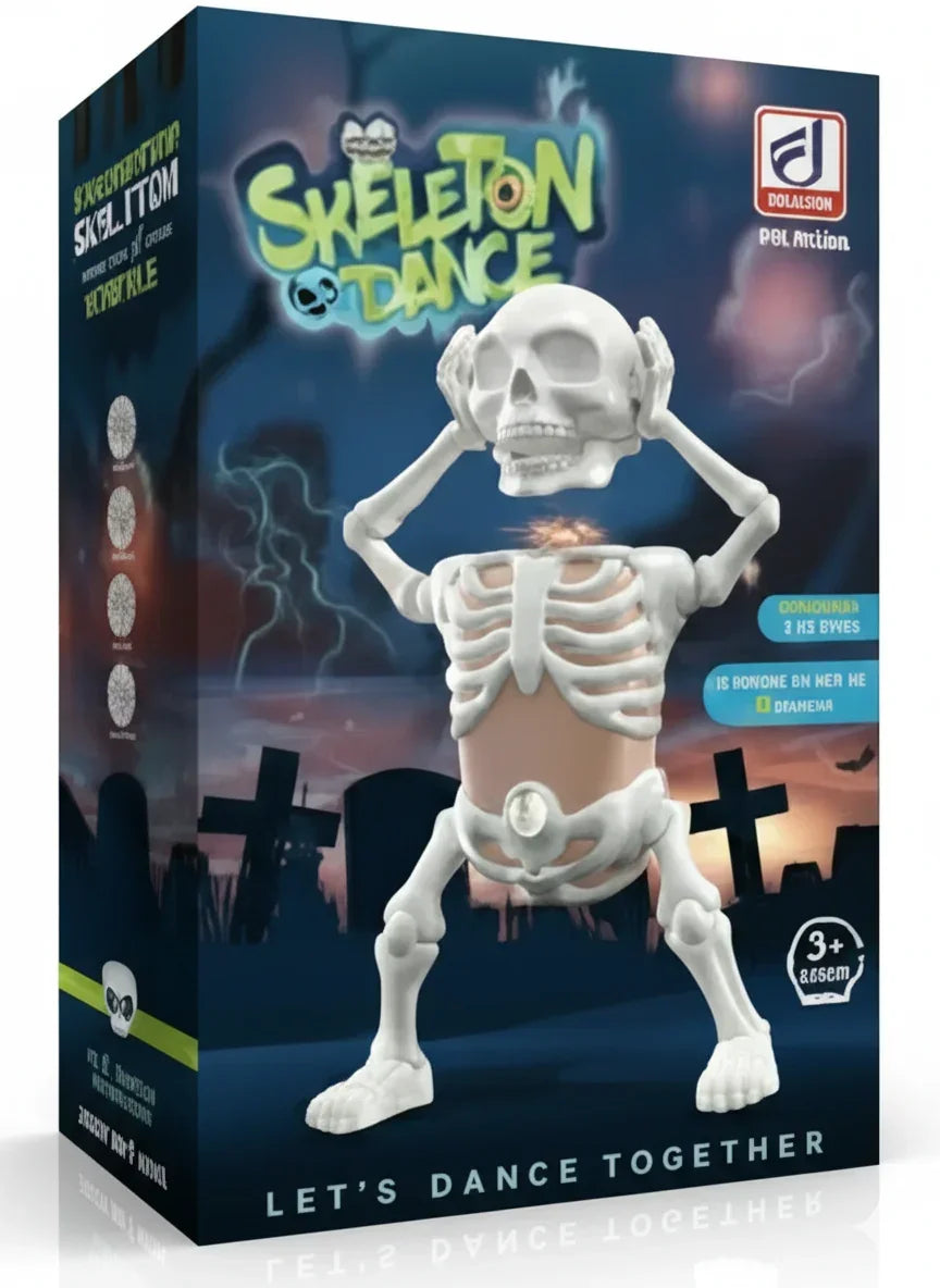 The-Dark Dancing Skeleton Toy – Motion Activated Glow in the Dark Halloween Decoration with Lights & Sound